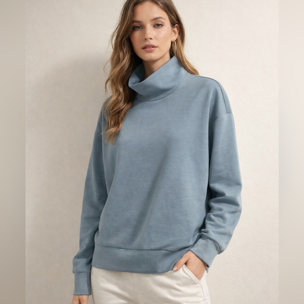 Kinesis Turtleneck Pullover Sweater in Dusty Blue